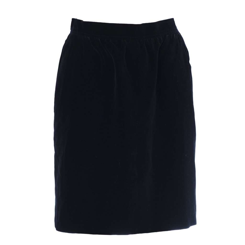 Saint Laurent Gauche Black Velvet Vintage Skirt- '80s Black Velvet Good - Front View