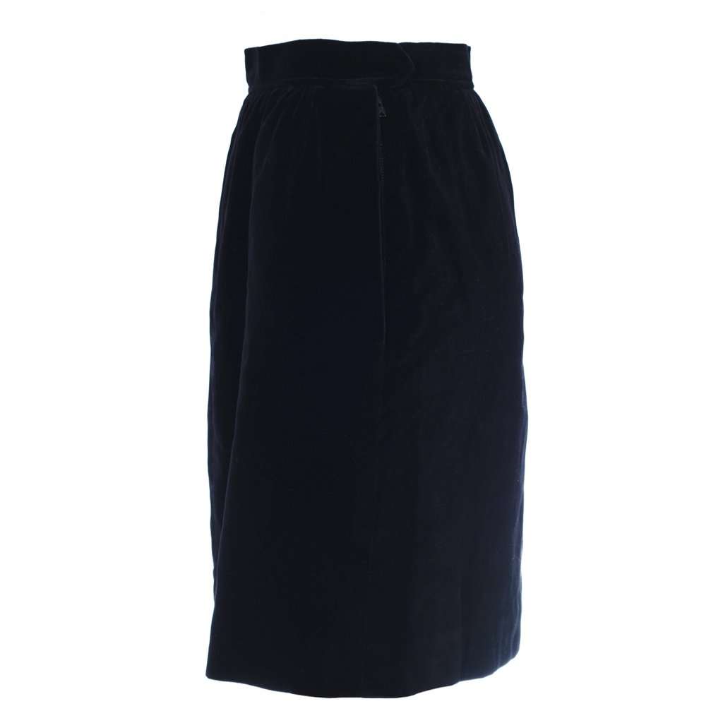 Saint Laurent Gauche Black Velvet Vintage Skirt- '80s Black Velvet Good - Back View