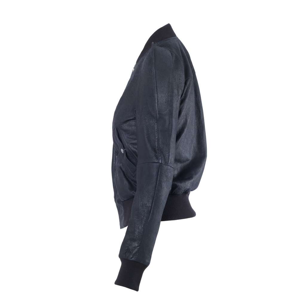 Rick Owens Porterville Metro Flight Jacket - '20s Black Leather Good - Back View