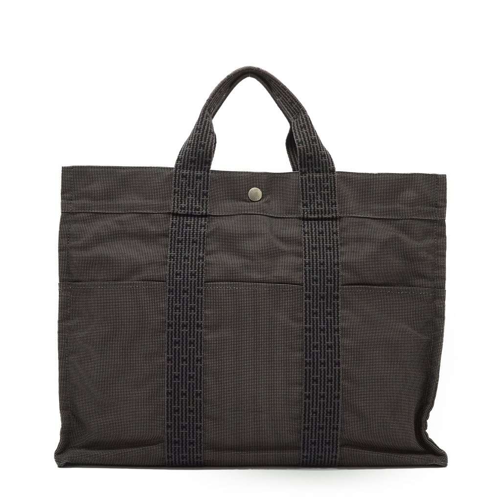 Hermes Tote Bag Herline Grey Canvas Good - Front View