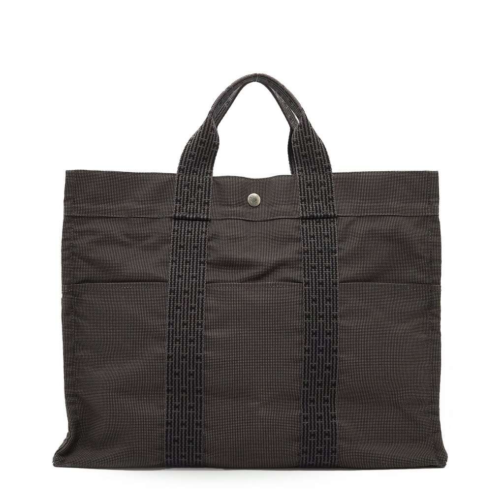 Hermes Tote Bag Herline Grey Canvas Good - Back View