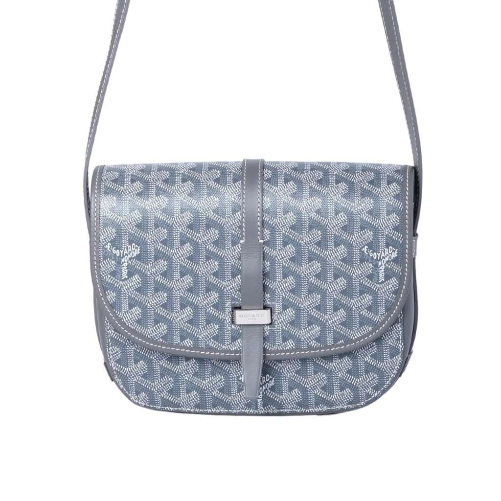 Goyard Belvedere II PM Grey Goyardine Canvas Messenger Bag - '10s Grey Canvas Good - Front View