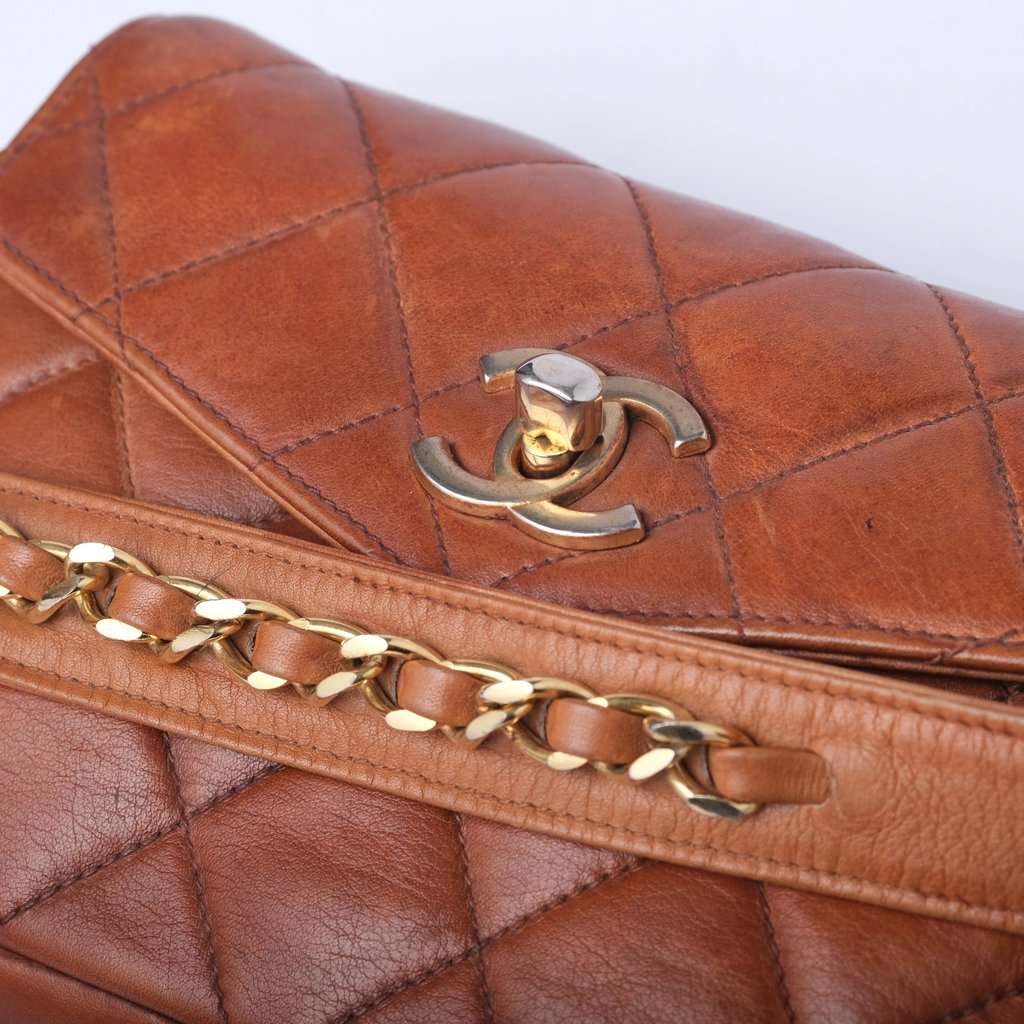 Chanel Logo Lambskin Waist Bum Bag Camel - '90s Camel Leather Good - Model View