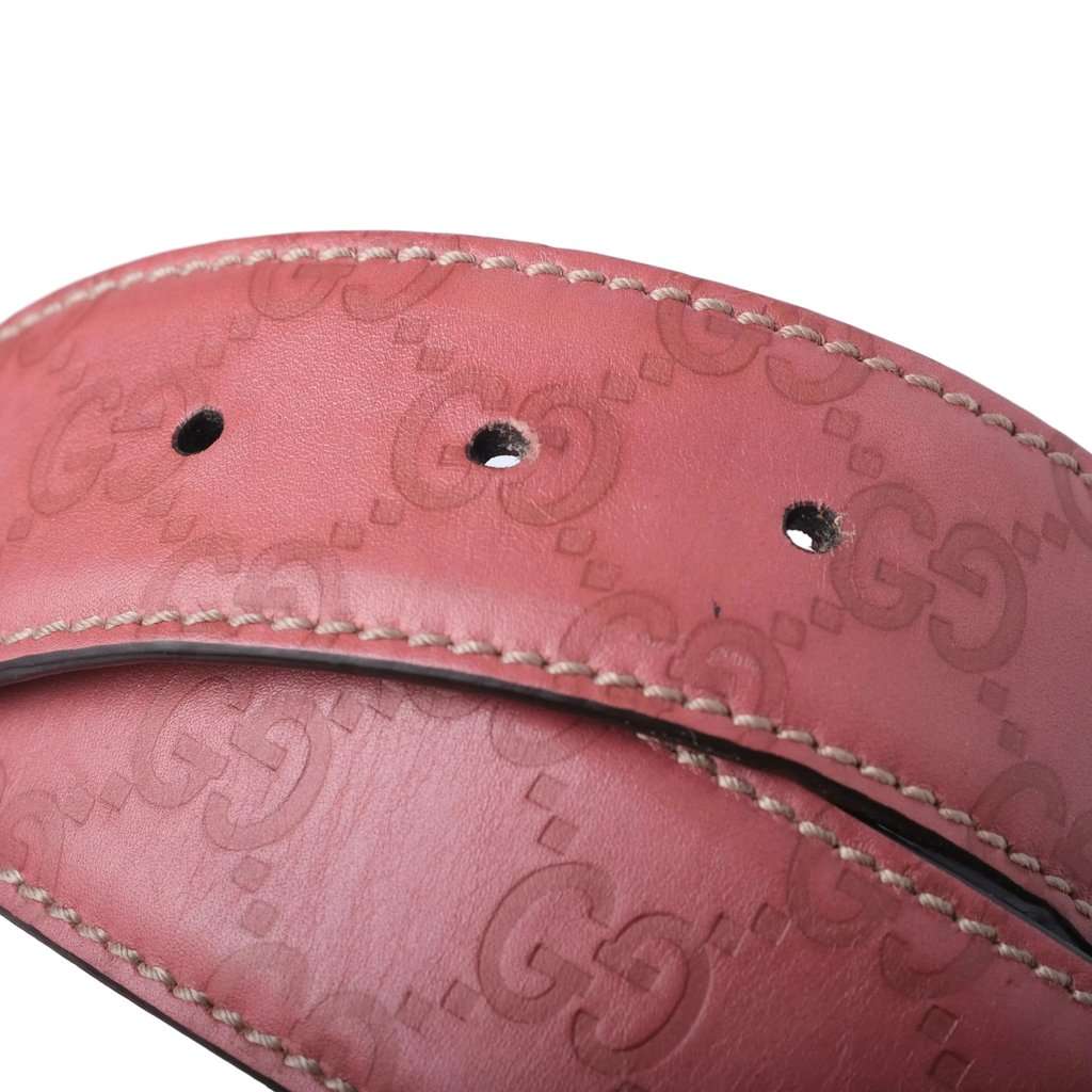 Gucci GG Canvas Belt- '00s Red Canvas Good - Inside View