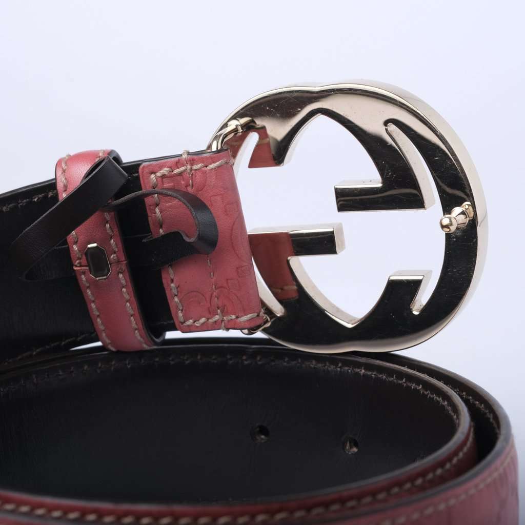Gucci GG Canvas Belt- '00s Red Canvas Good - Model View