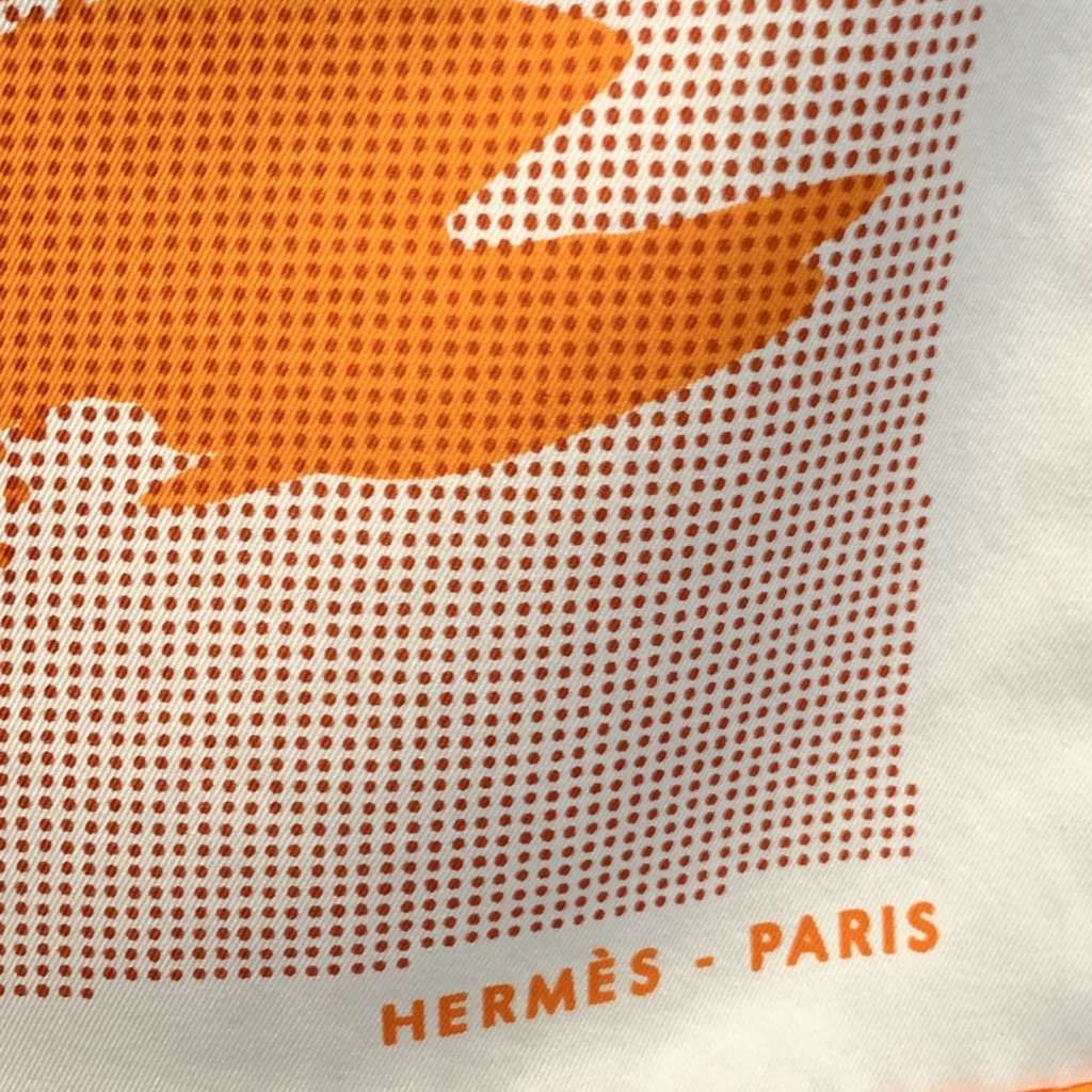 Hermes Scarf Orange Silk Good - Inside View