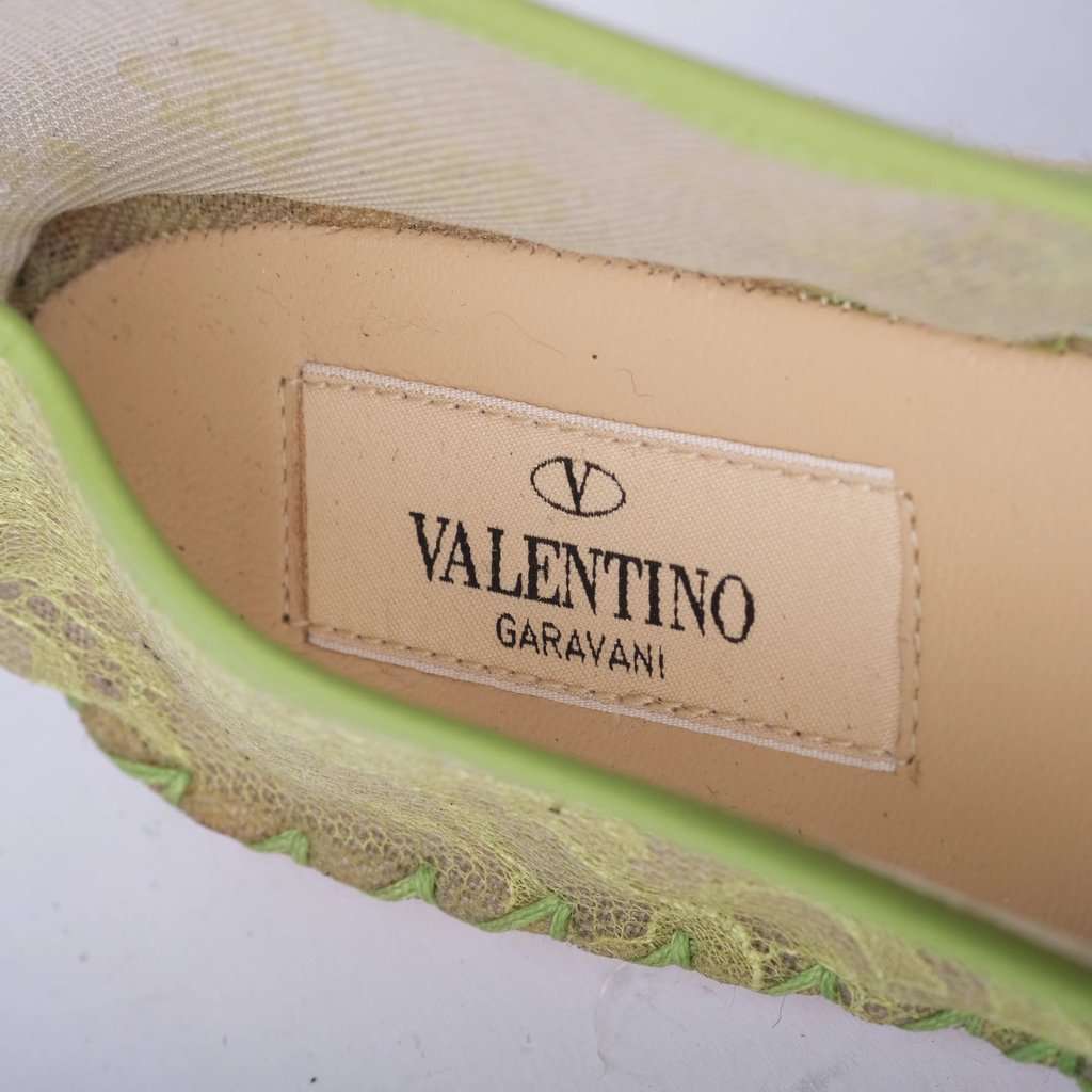Valentino Garavani Valentino Green Mesh and Lace Espadrille Flats - '10s Green Lace Good - Box View