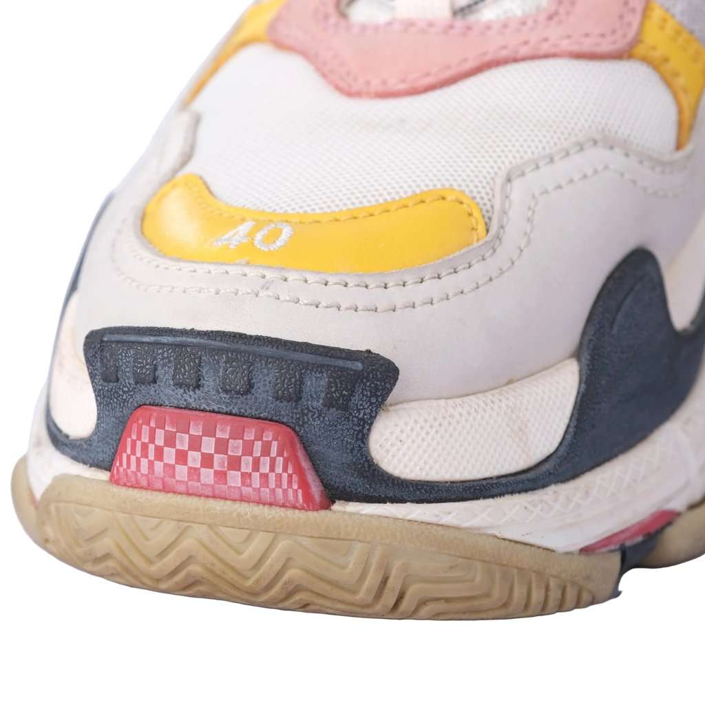 Balenciaga Triple S Leather Sneakers - '10s Beige Leather Good - Model View