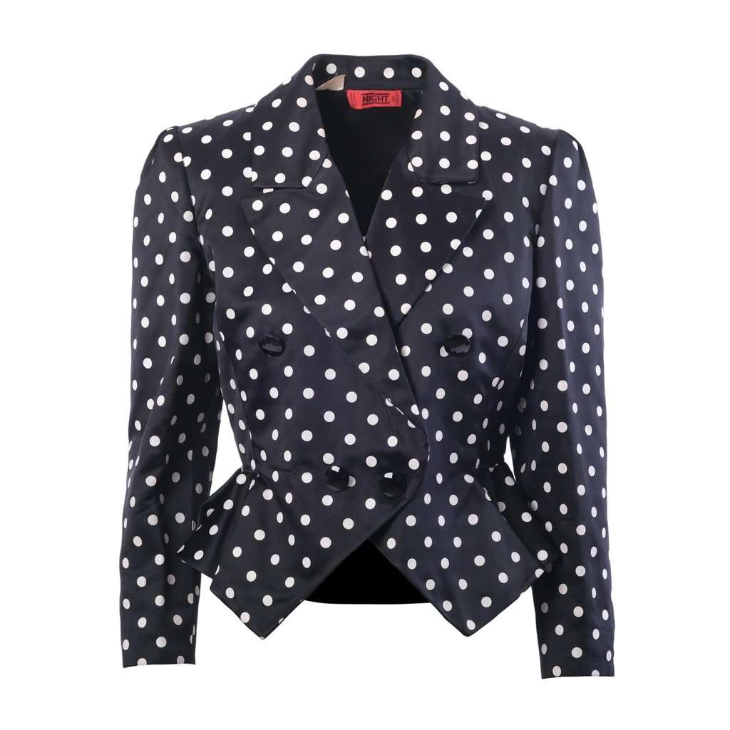 Valentino Night Polka Dot Cropped Blazer - '80s Black Good - Front View