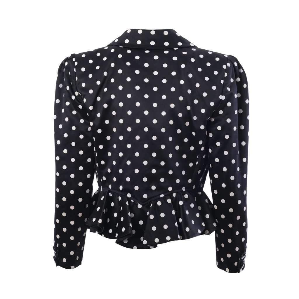 Valentino Night Polka Dot Cropped Blazer - '80s Black Good - Inside View