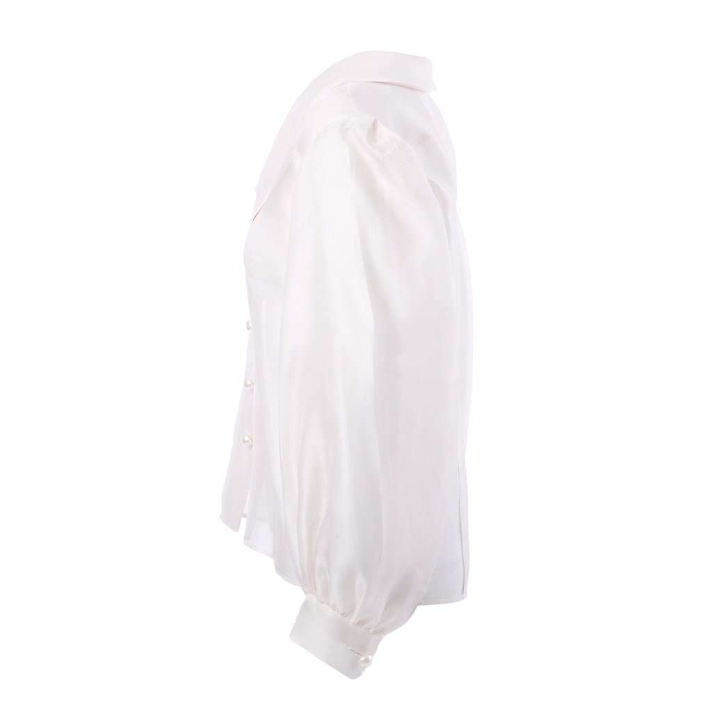 Yves Saint Laurent Rive Gauche Sheer Silk Blouse - '80s White Silk Good - Back View
