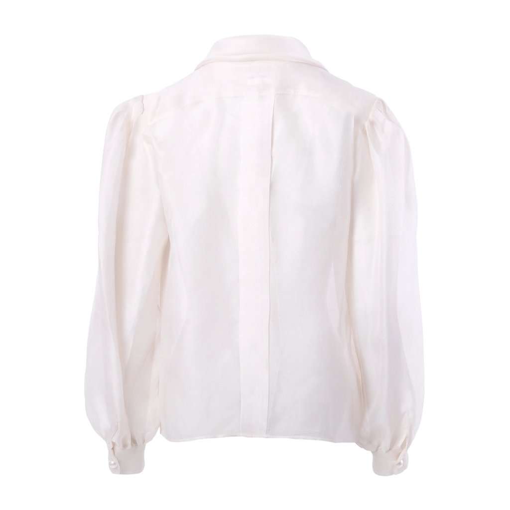 Yves Saint Laurent Rive Gauche Sheer Silk Blouse - '80s White Silk Good - Inside View