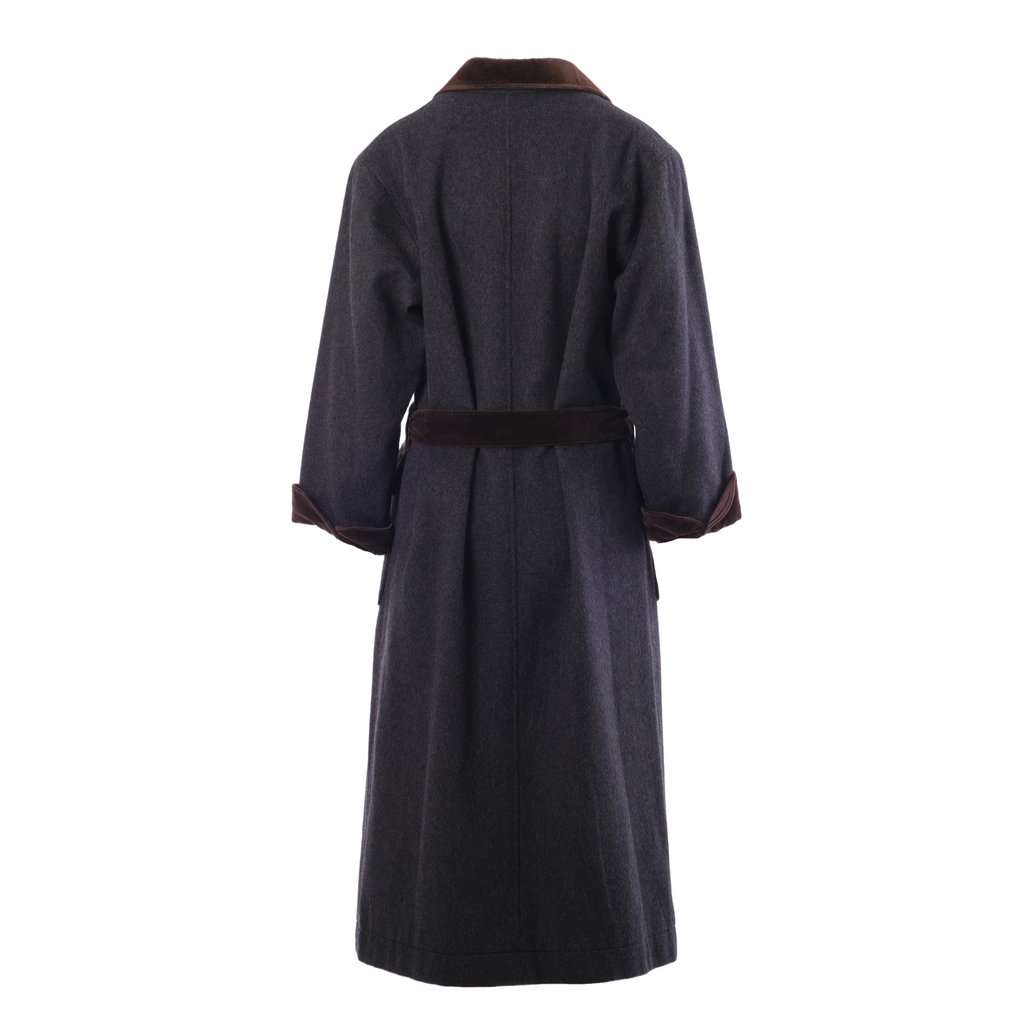Yves Saint Laurent Rive Gauche Paris Velvet Trim Wool Coat – '70s Brown Velvet Good - Inside View
