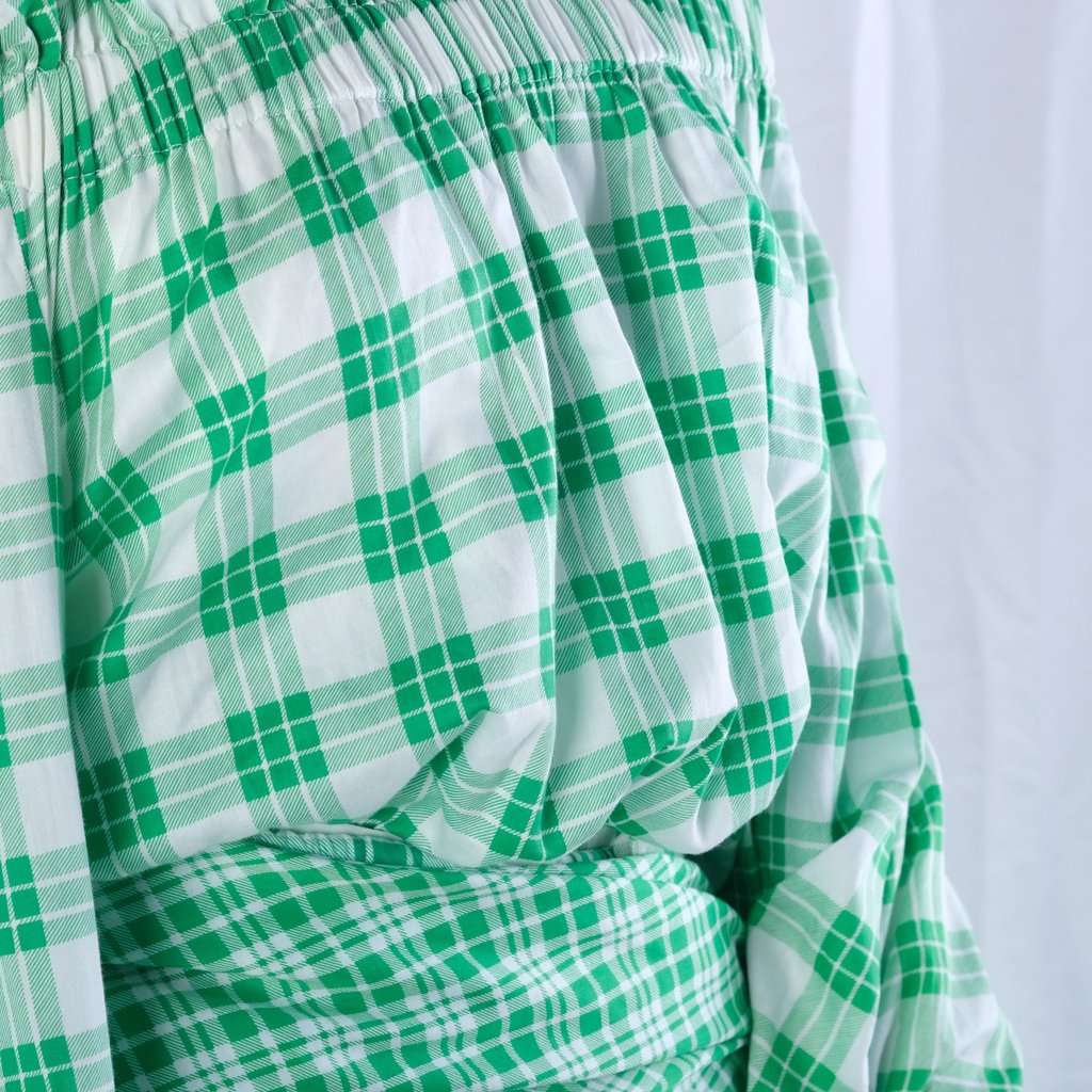 Yves Saint Laurent Green Plaid Peasant Blouse Wrap Skirt Set - '70s Green Good - Box View