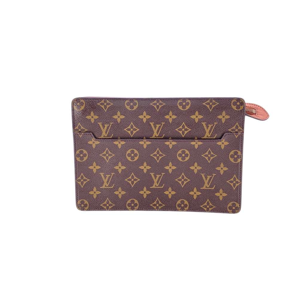 Louis Vuitton Clutch Bag Vintage Pochette Homme Brown Canvas Good - Front View