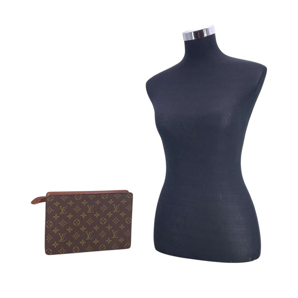 Louis Vuitton Clutch Bag Vintage Pochette Homme Brown Canvas Good - Back View