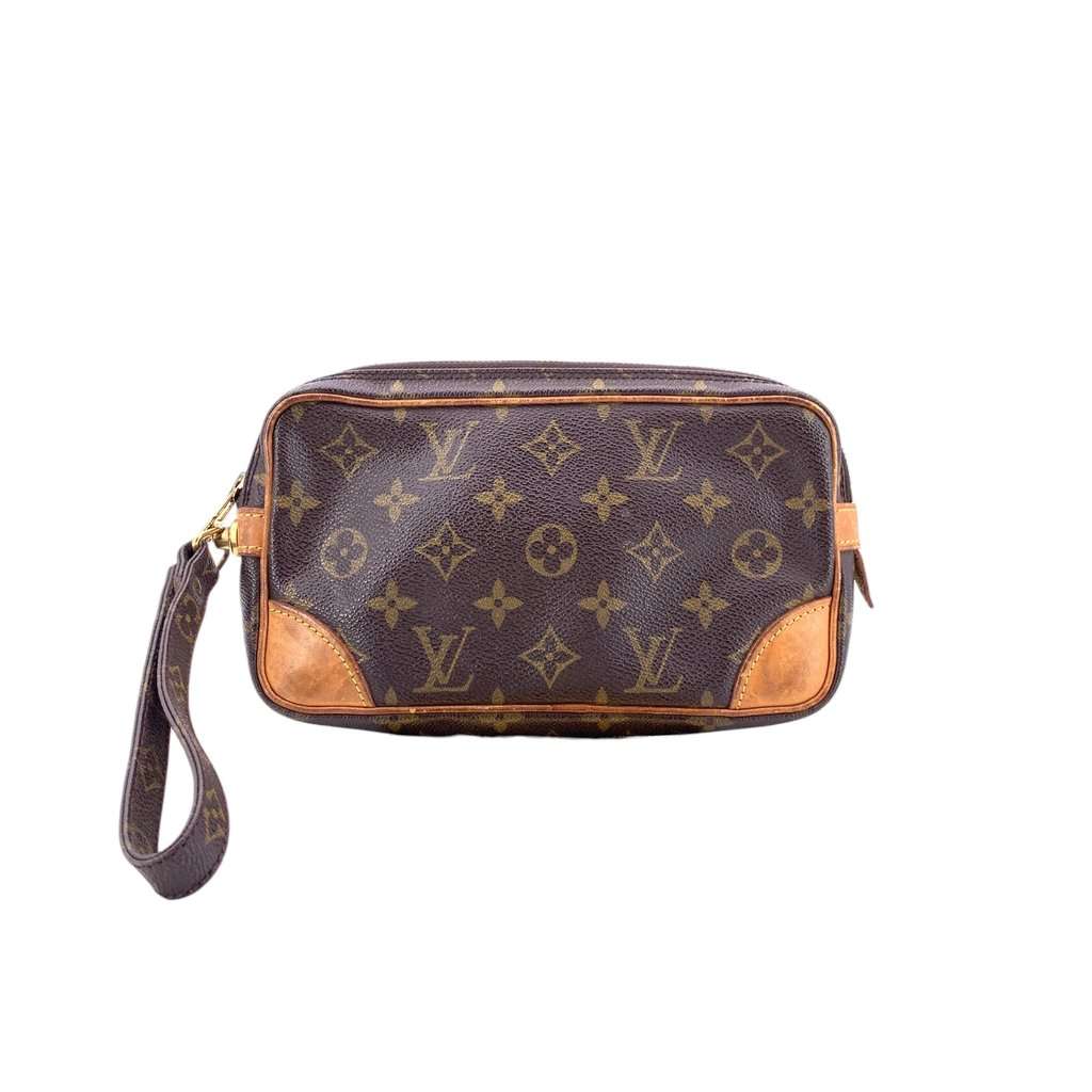 Louis Vuitton Clutch Bag Vintage Marly Dragonne Red Canvas Good - Front View