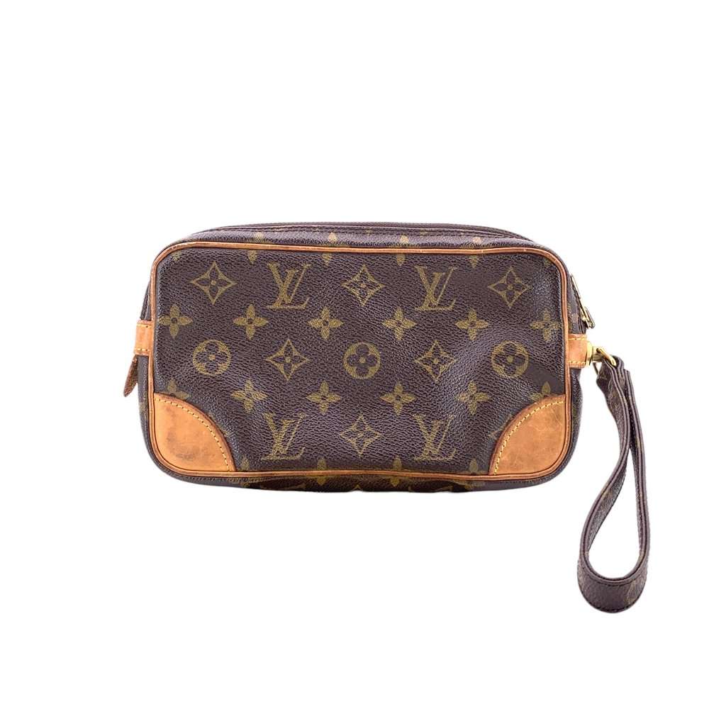 Louis Vuitton Clutch Bag Vintage Marly Dragonne Red Canvas Good - Inside View