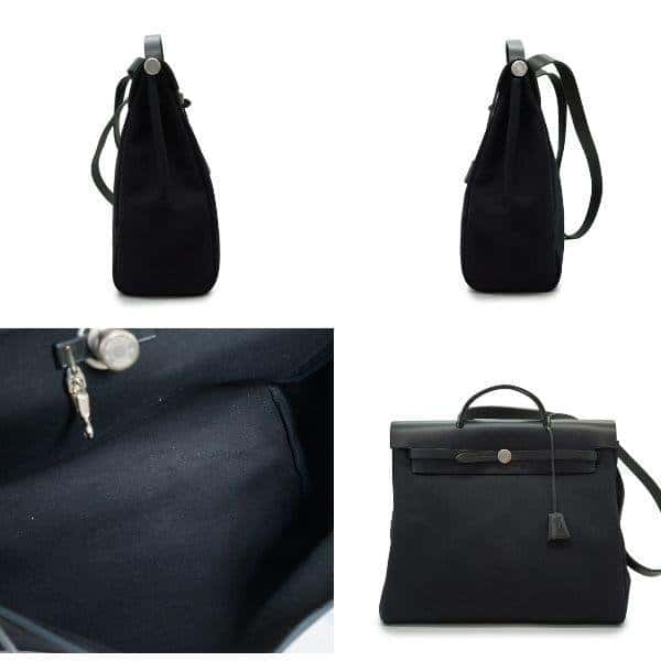 Hermes Shoulder Bag Herbag Black Leather Good - Inside View