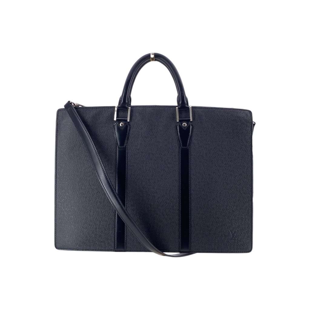 Louis Vuitton Briefcase Lozan Black Leather Good - Front View