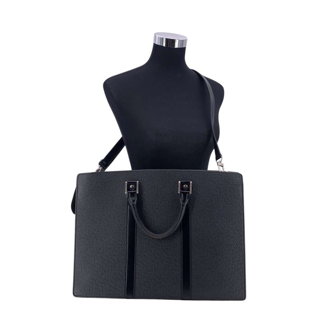 Louis Vuitton Briefcase Lozan Black Leather Good - Back View