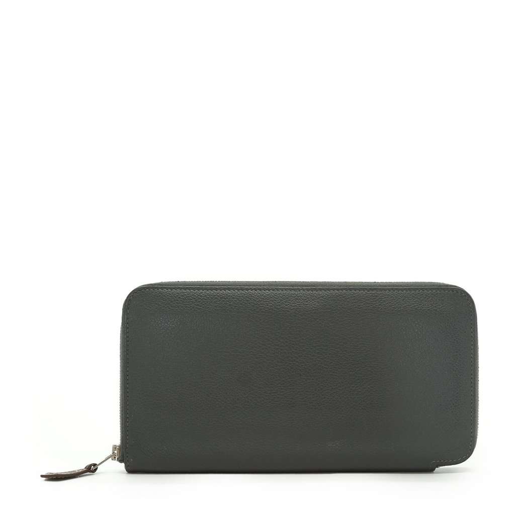 Hermes Wallet Grey Leather Good - Front View