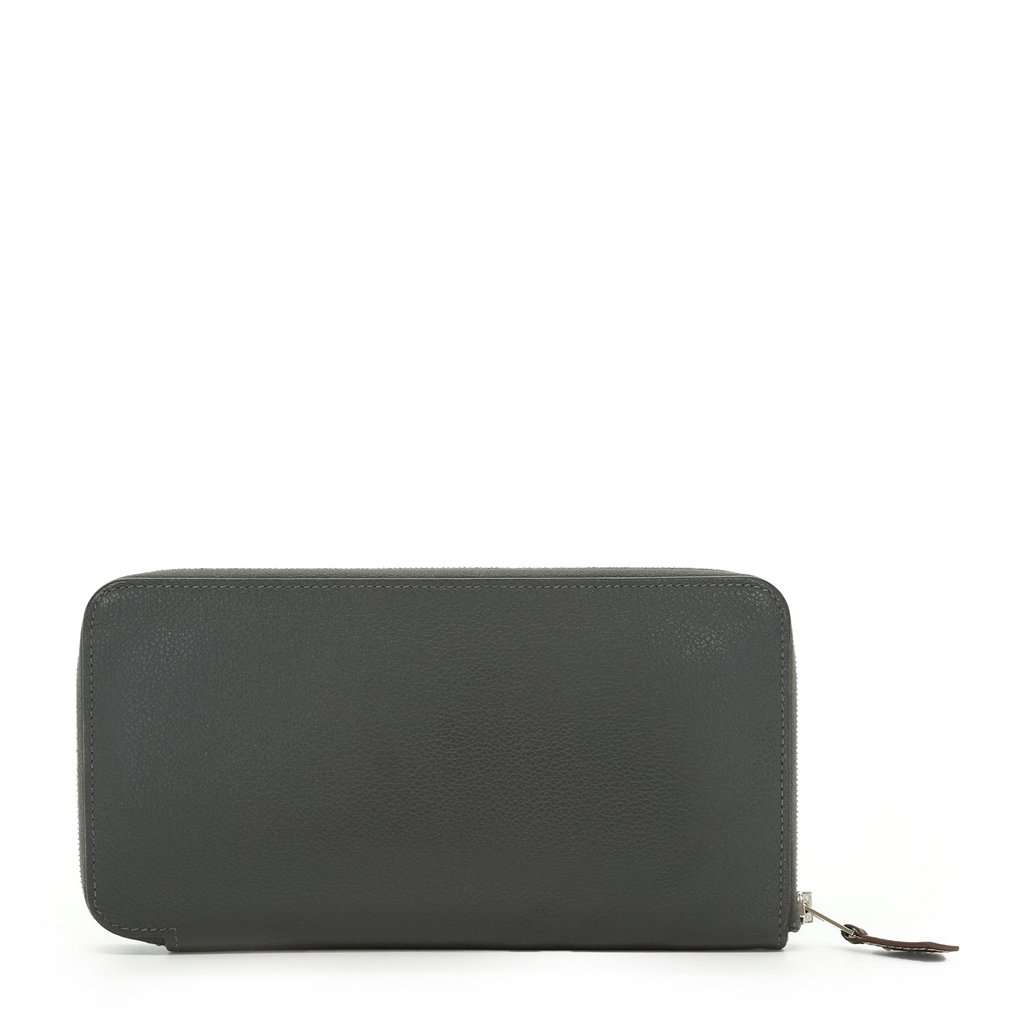 Hermes Wallet Grey Leather Good - Back View