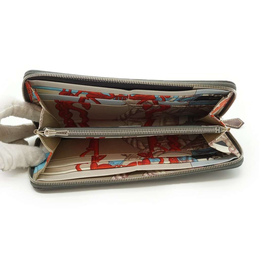 Hermes Wallet Grey Leather Good - Inside View