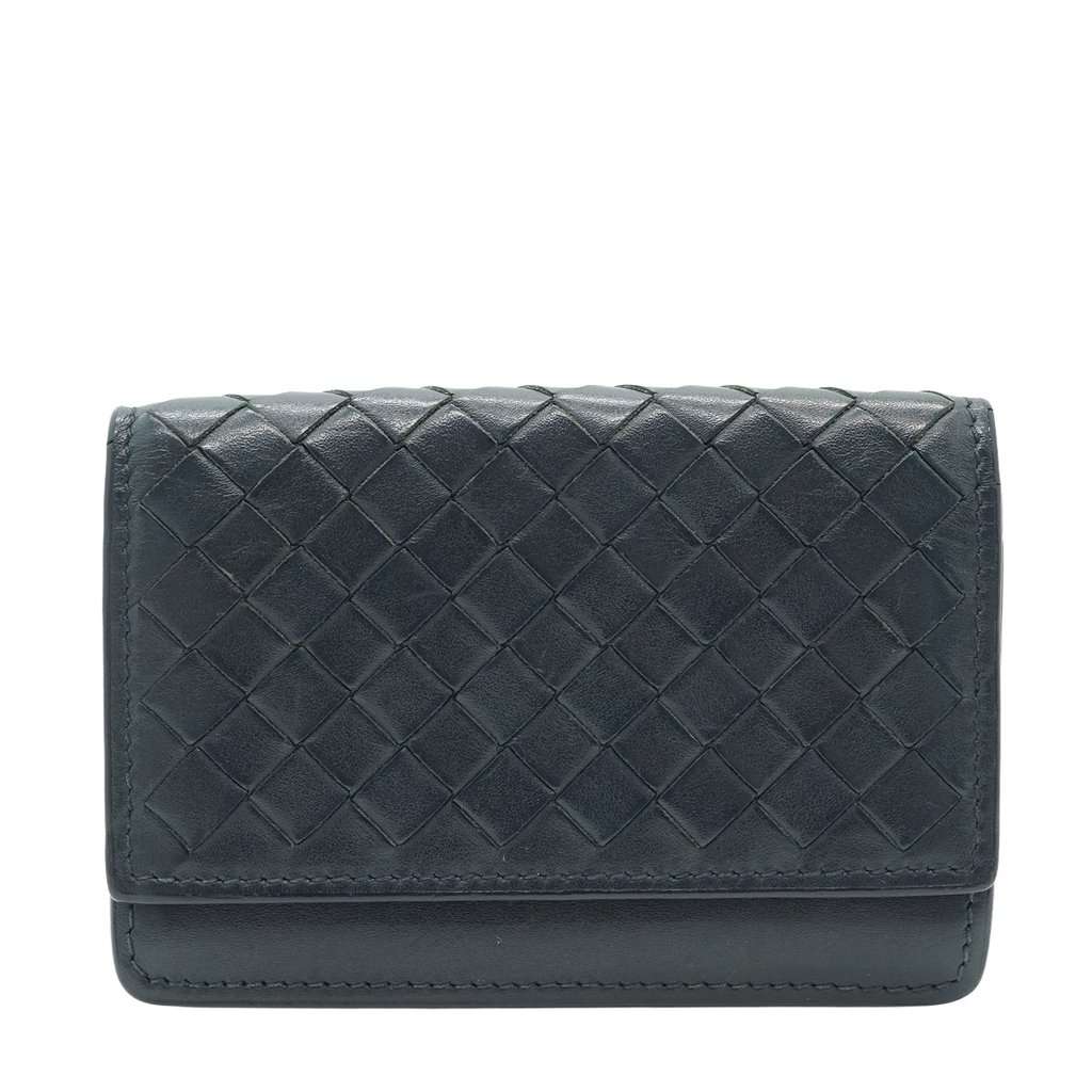 Bottega Veneta Wallet Blue Leather Good - Front View