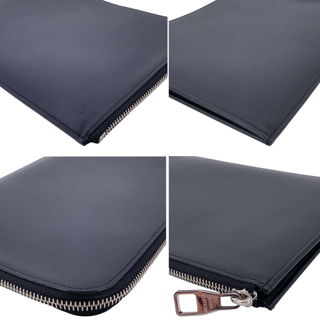 Louis Vuitton Clutch Bag Pochette Jour pm Black Leather Good - Model View
