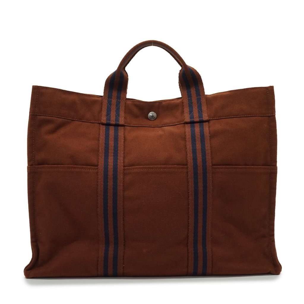 Hermes Tote Bag Fourre-Tout Brown Cotton Good - Back View