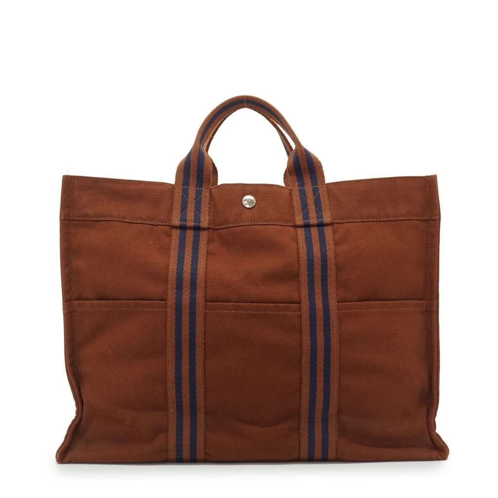 Hermes Tote Bag Fourre-Tout Brown Cotton Good - Front View