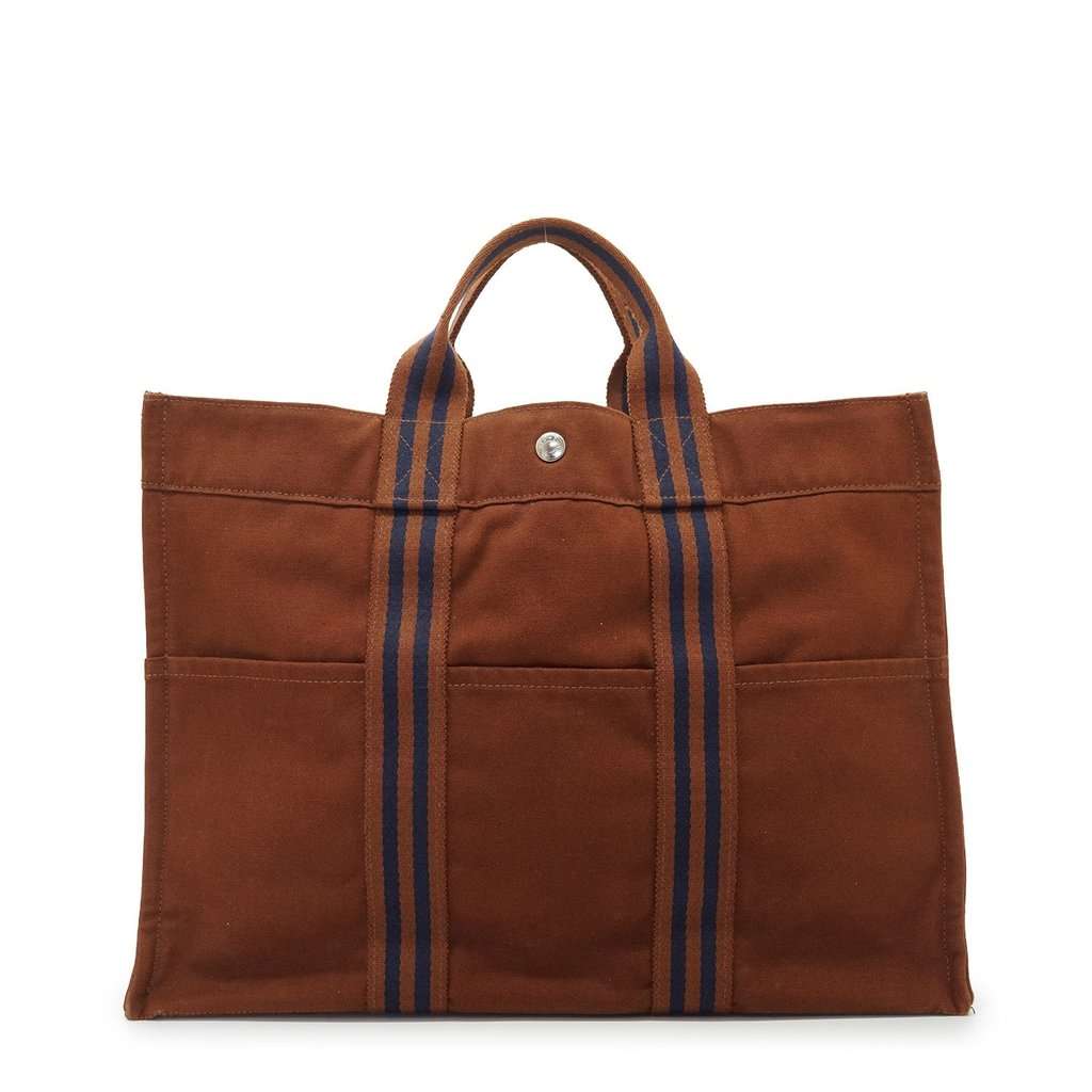 Hermes Tote Bag Fourre-Tout Brown Cotton Good - Back View