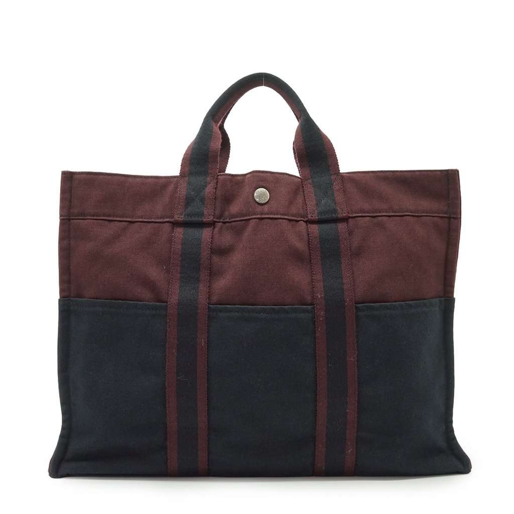 Hermes Tote Bag Fourre-Tout Burgundy Cotton Good - Front View