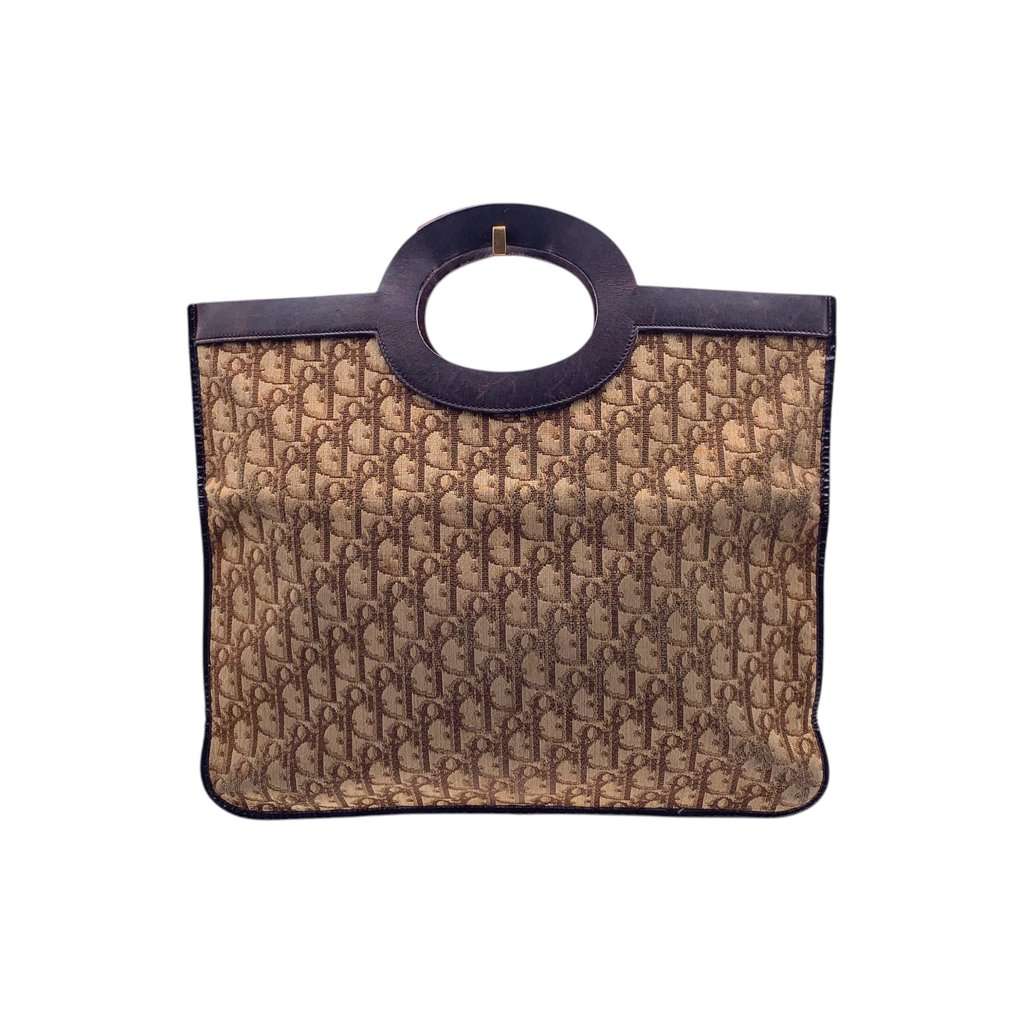 Dior Clutch Bag Vintage Trotter Brown Canvas Good - Inside View