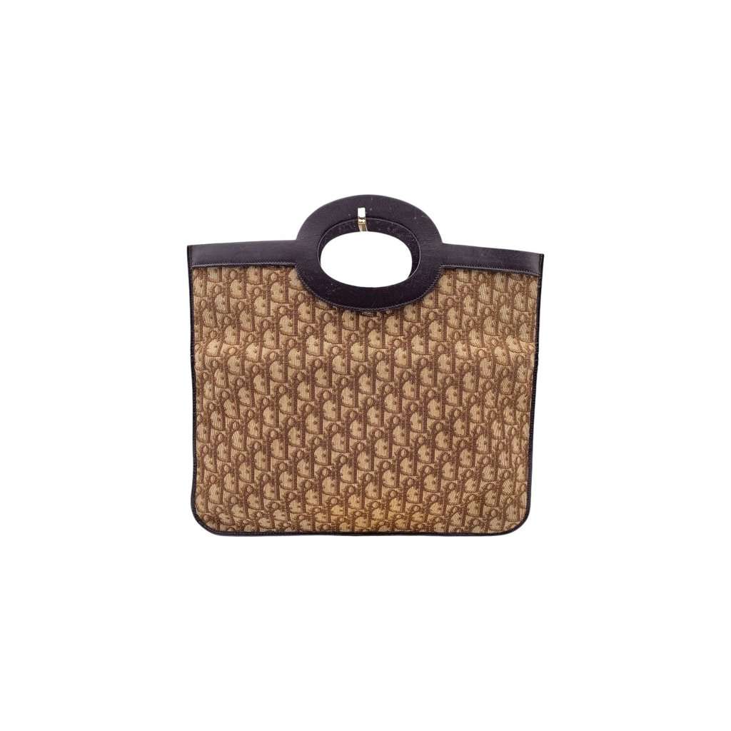 Dior Clutch Bag Vintage Trotter Brown Canvas Good - Inside View