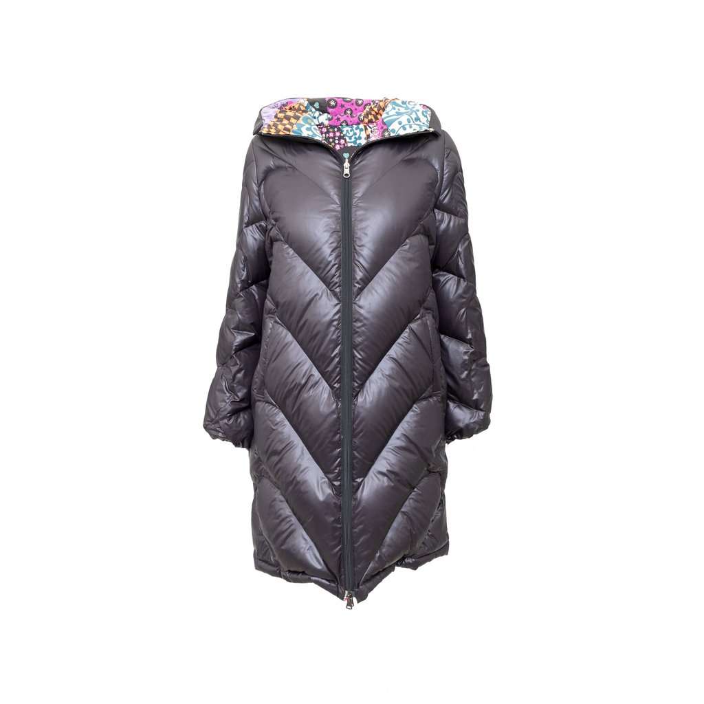 Unsigned Tsumori Chisato Hooded Reversible Down Jacket - '00s Black Good - Front View