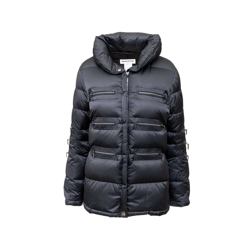 Sonia Rykiel Down Jacket With Zip - '00s Black Good - Front View