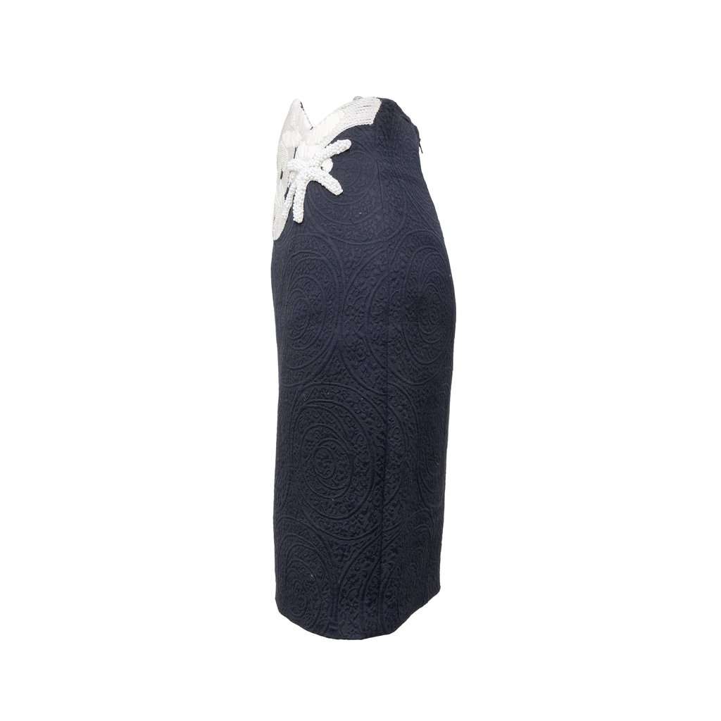 Unsigned Embroidered Skirt - '80s Red Cotton Good - Inside View