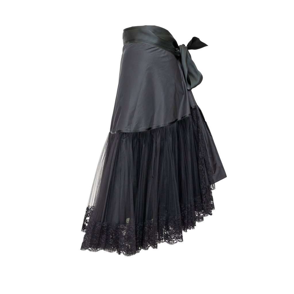 Gianfranco Ferré Skirt - '80s Black Lace Good - Back View