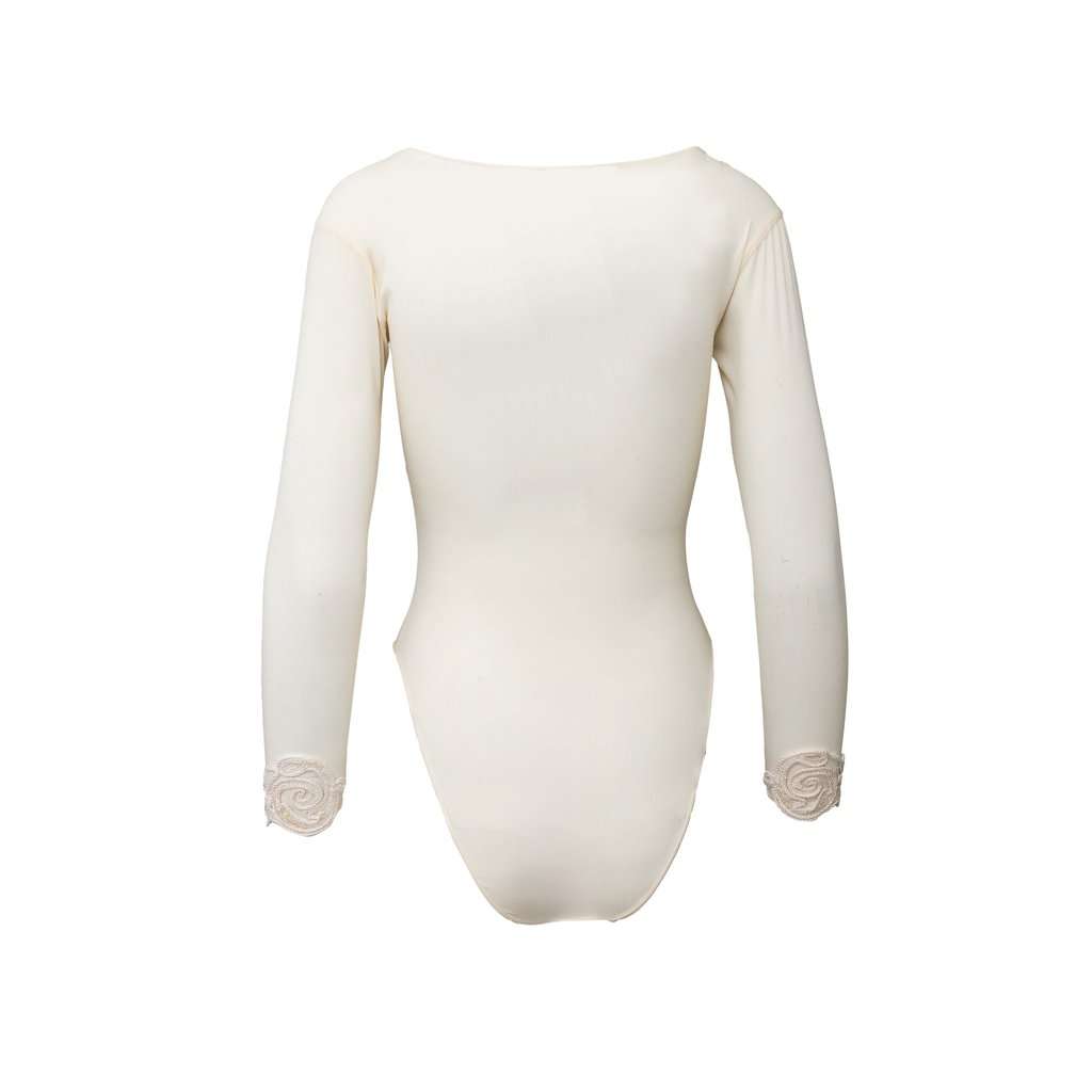 Unsigned Embroidered Bodysuit - '90s MultiColor Lace Good - Back View
