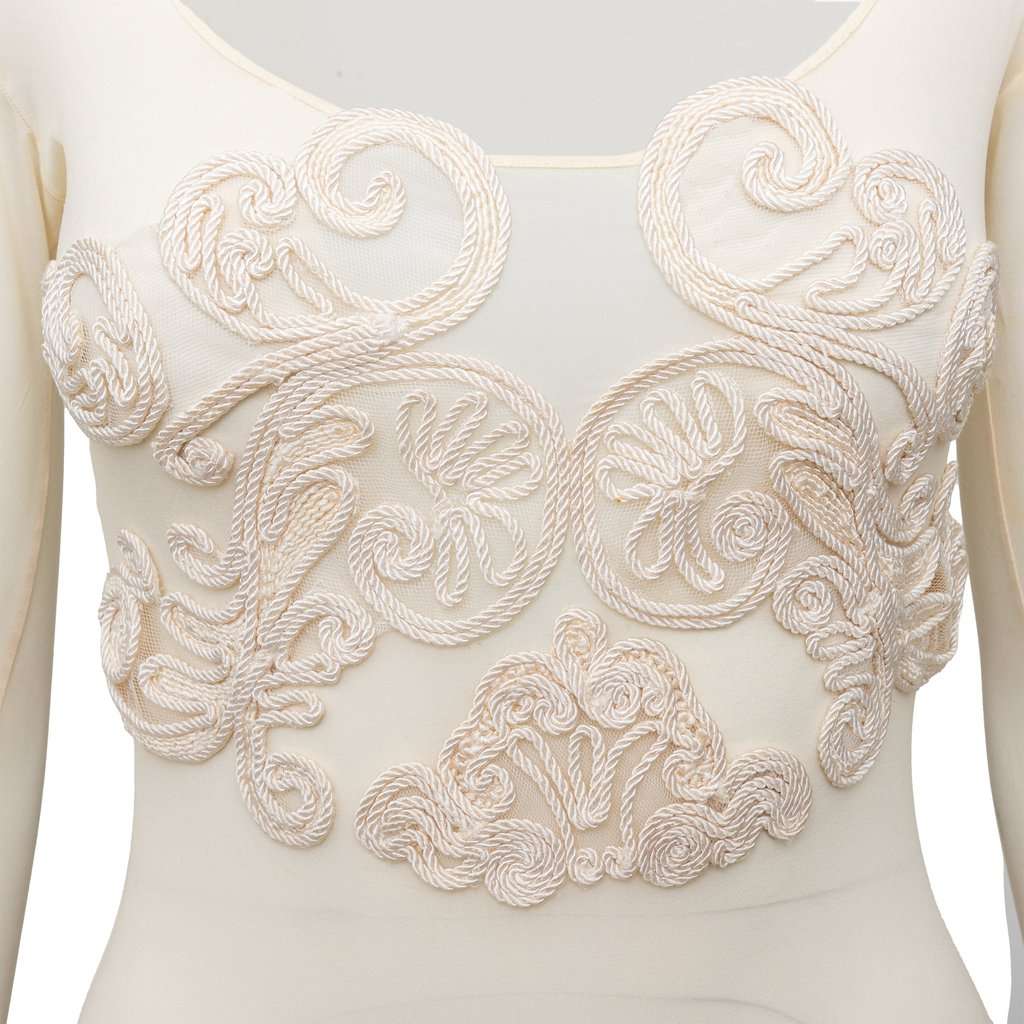 Unsigned Embroidered Bodysuit - '90s MultiColor Lace Good - Inside View