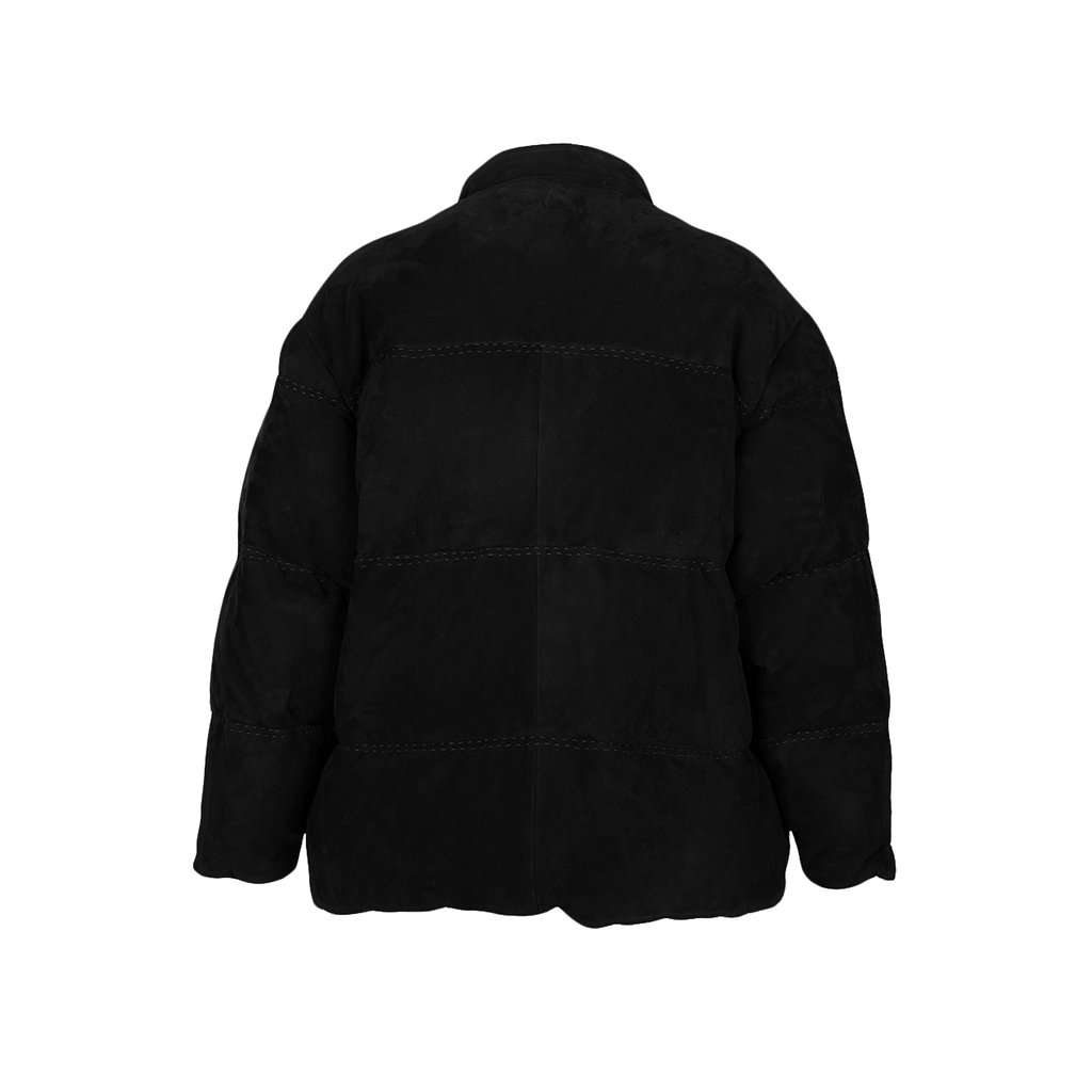 Hermès Suede Puffer Coat - '90s Black Suede Good - Inside View