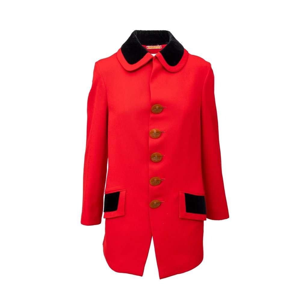 Vivienne Westwood Wool Coat - '90s Red Wool Good - Front View