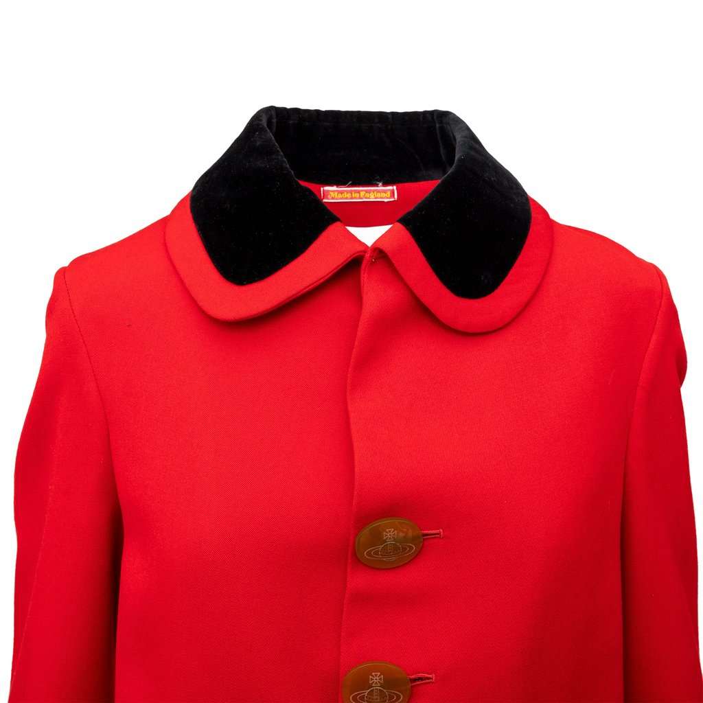 Vivienne Westwood Wool Coat - '90s Red Wool Good - Model View