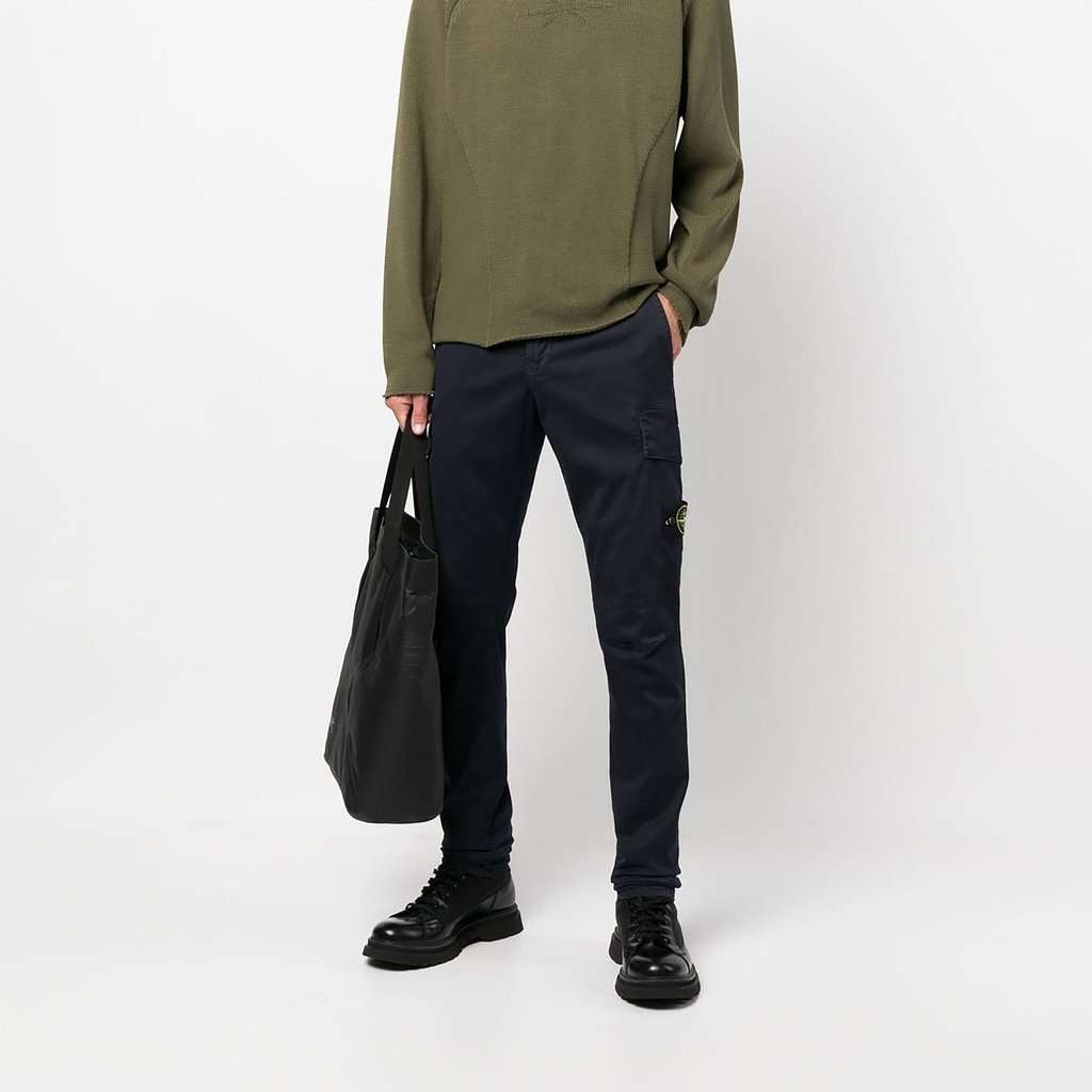 Stone Island Gabardine Cargo Pant - '20s Red Cotton Good - Back View