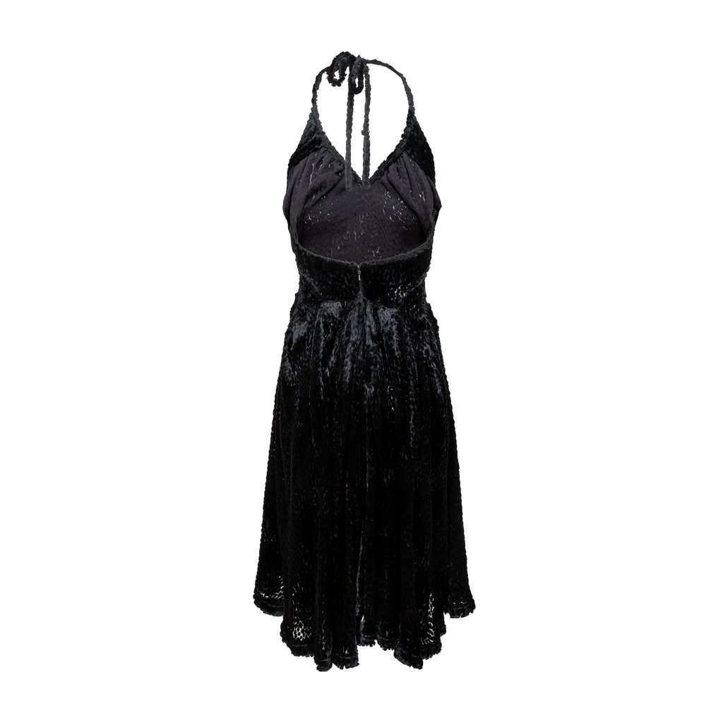 Vivienne Westwood Label Faux Fur Halter Dress - '90s Gold Silk Good - Back View