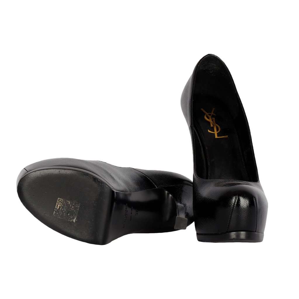 Saint Laurent Black Leather Pumps - '20s Black Leather Good - Box View