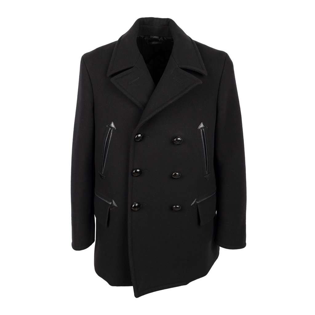 Tom Ford Double-Breasted Coat - '10s Black Leather Good - Front View