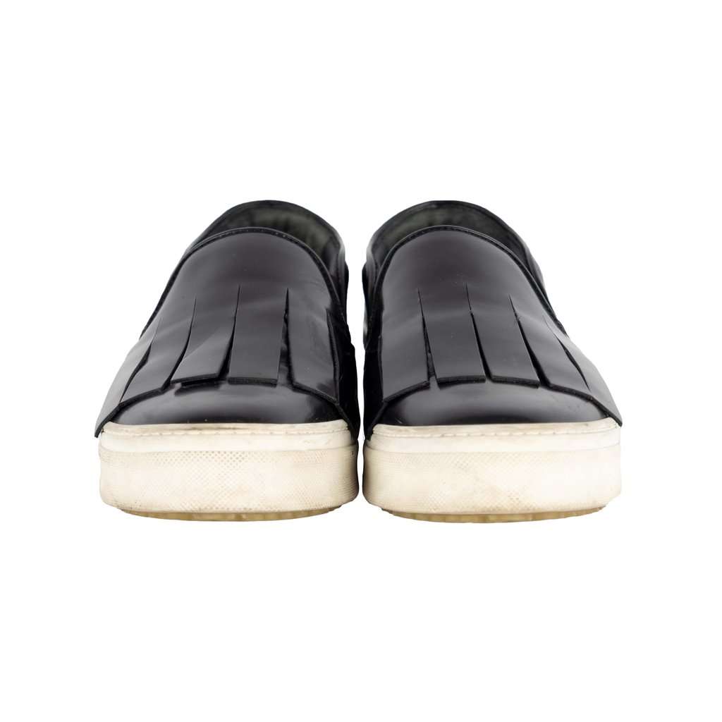 Celine Kiltie Slip-On Sneakers - '10s Black Leather Good - Back View